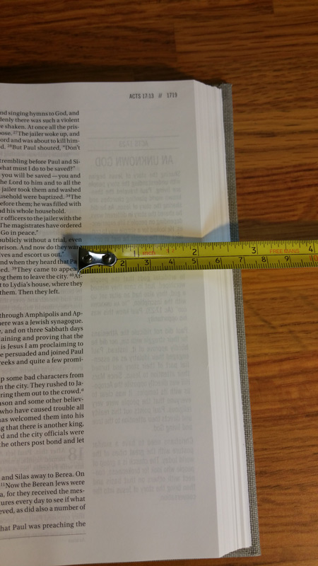 Showing typical margin of over 2 inches. If a page has an article or sidebar article, then it only has about 5/8" margin.